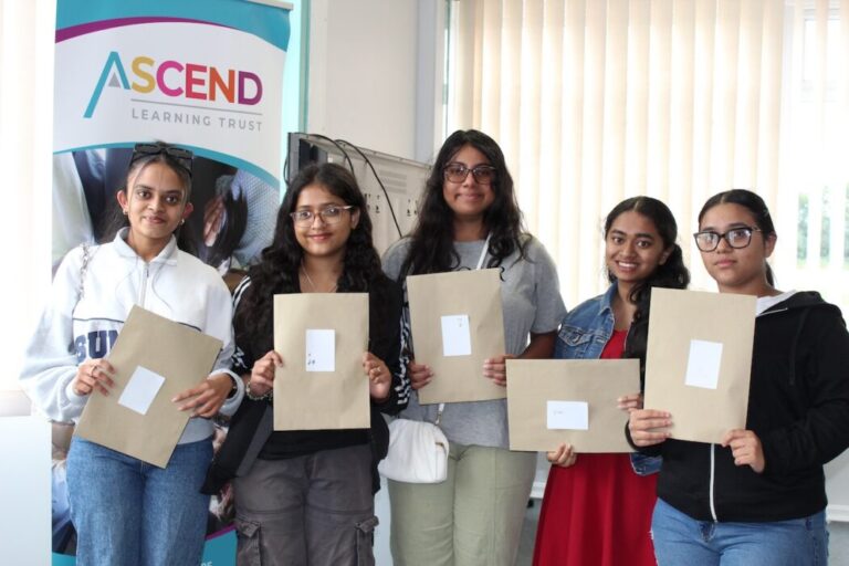 Lawn Manor Academy pupils with their results