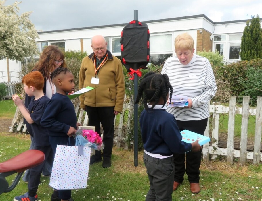 Christ the King Catholic School in Amesbury has honoured former midday supervisor Kath Blackman by naming its new outdoor gym after her.